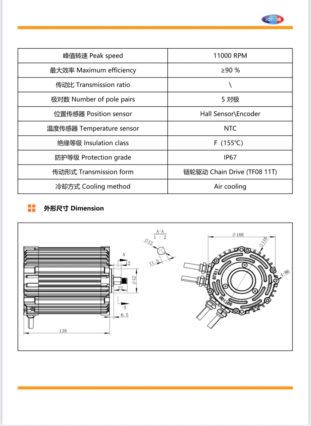 Razor Sotion GTS11 Motor w #35 Sprocket, FarDriver ND72680 Prewired Bundle & Tuning Session; >25kw
