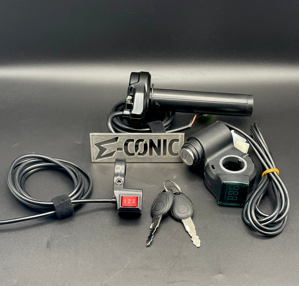 Controller Essentials:  PREWIRED (FD) Bundle inc SurRon Style Throttle w Choice of Grips, Key Voltmeter & 3 Speed