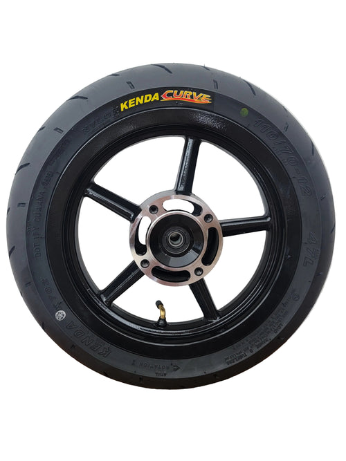 12" Black Supermoto Wheel Set – Fits Electric Pit Bikes