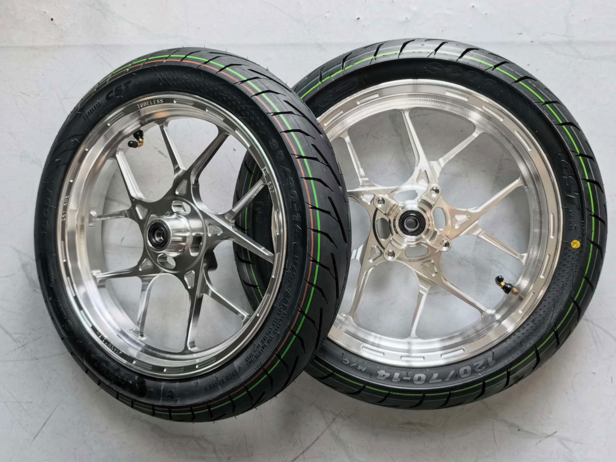 14 inch CNC all silver supermotos
