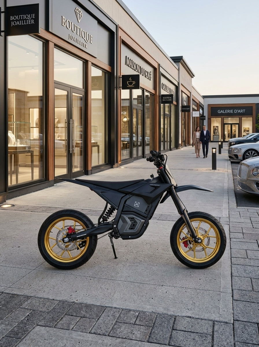 14 inch CNC gold supermoto wheels and tires.